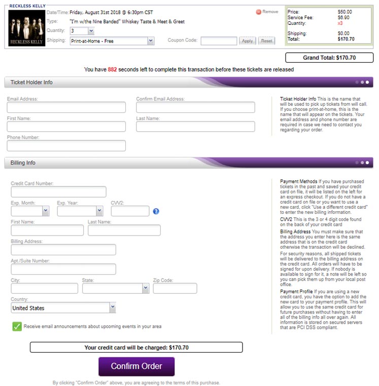 Purplepass online ticket registration