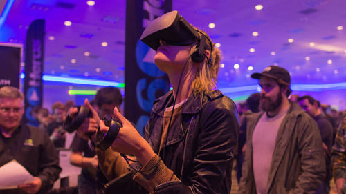 a woman using virtual reality 
